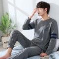 Men's Pajama Sets 2020 Autumn Winter Warm Men Sleepwear Long Sleeve Cotton Pajamas for Men Elastic Waist Pant Leisure Outwear