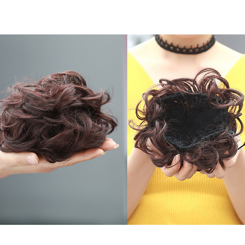 Curly Elastic Hair Chignon Extension Hairpiece Messy Bun Synthetic Clip-in Drawstring Afro Postiche Updo Wedding Q7