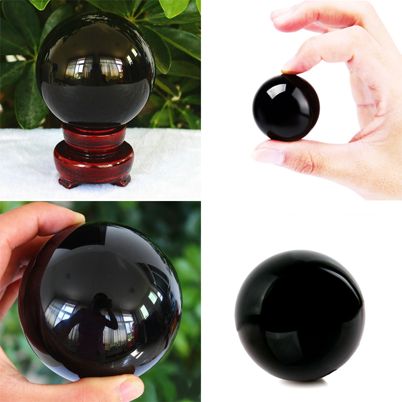 40mm/50mm Crystal Ball Asian Rare Black Obsidian Sphere Crystal Ball Healing Stone Decor Feng Shui Natural Quartz Sphere Healing