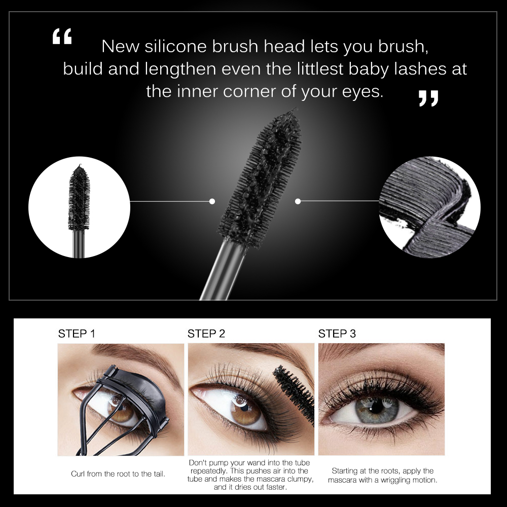 BANXEER Volume Mascara Waterproof Makeup Mascara 4D Silk Fiber Lash Mascara Rimel Mascara Extension Curl Eyelash Tool