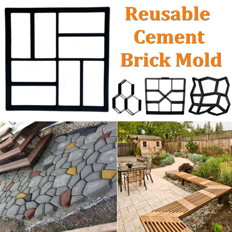Garden DIY Plastic Path Maker Mold Manually Paving Courtyard Stone Road Cement Brick Mold Garden Buildings Paver Walk Mould