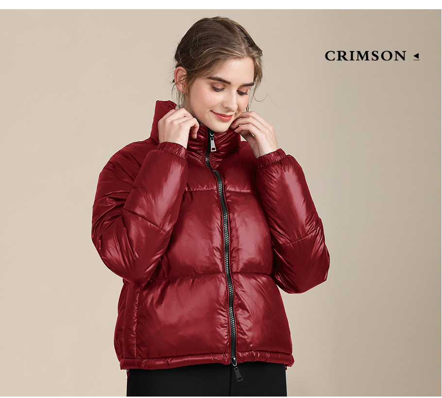 Zipper Short Puff Jacket for Women