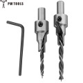 2 pcs/set 3 Steps Countersink Drill Bit Pilot Drill Bits Set Reamer Screw Hinge Hole Saw Chamfer 4-6 5-7mm steps 8mm Shankсверло