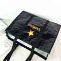 Promotional recycle black PP woven shopping tote bag available for custom 40 width x 30 height x 15 depth cm