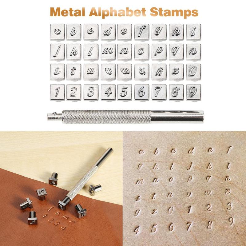 36pcs Steel Alphabet Number Stamp Punch Set for Leather Wood Craft Tools Kit Metal Leather Punch Tools Staming Leathercraft