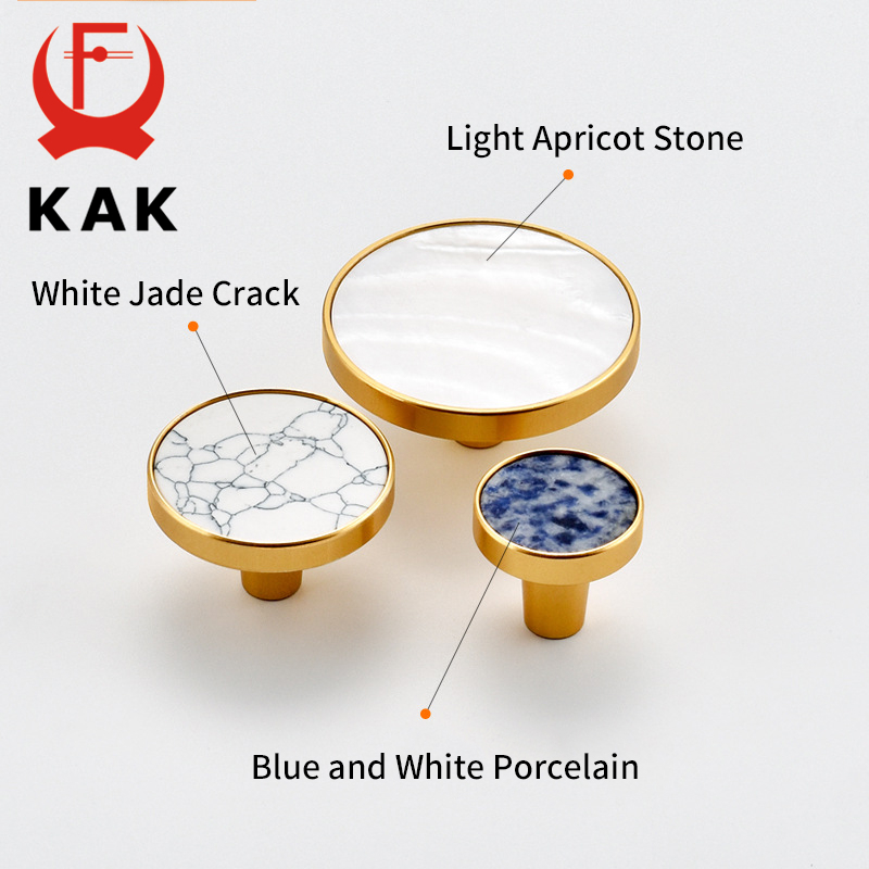 KAK Furniture Handles Marble Shell Simple Nordic Pastoral Wardrobe Dresser Knobs Cupboard Cabinet Drawer Round Colorful Pulls