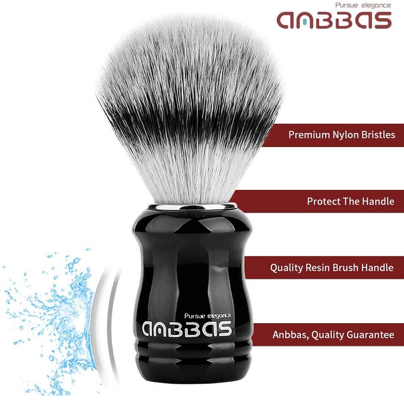 Synthetic Badger Shaving Brush with Black Holder Stand 2IN1 Resin Handle Foam Brush Set for Men Close Wet Shave