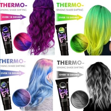 Thermochromic Color Changing Hair Dye Semi Permanent Hair Color Dye Cream Grey Purple Green Blue Hair Color Hair Style TSLM1