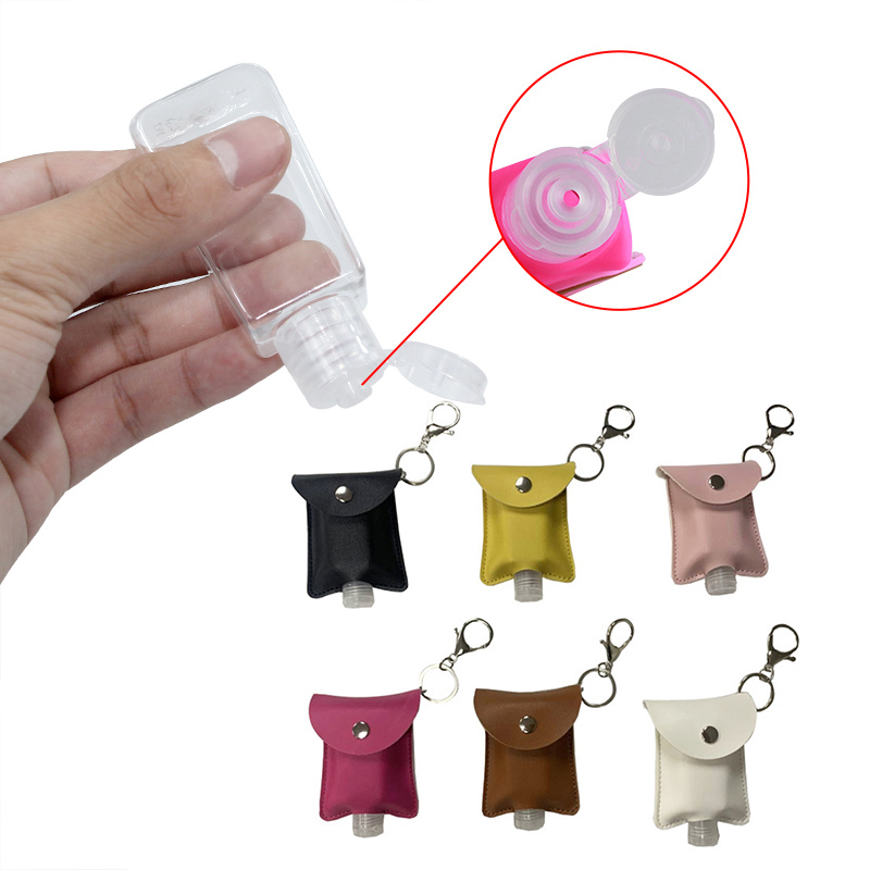 Creative Leather Hand Sanitizer Holder With Keychain Refillable Safe Gel boat With Empty Bottle Girl Kids Hand Sanitizer Bottle