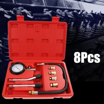 8PCS Auto Compression Tester Pressure Gauge Tester Kit Car Cylinder Oil Pressure Gauge Tester Kit Car Accessories FR warehouse