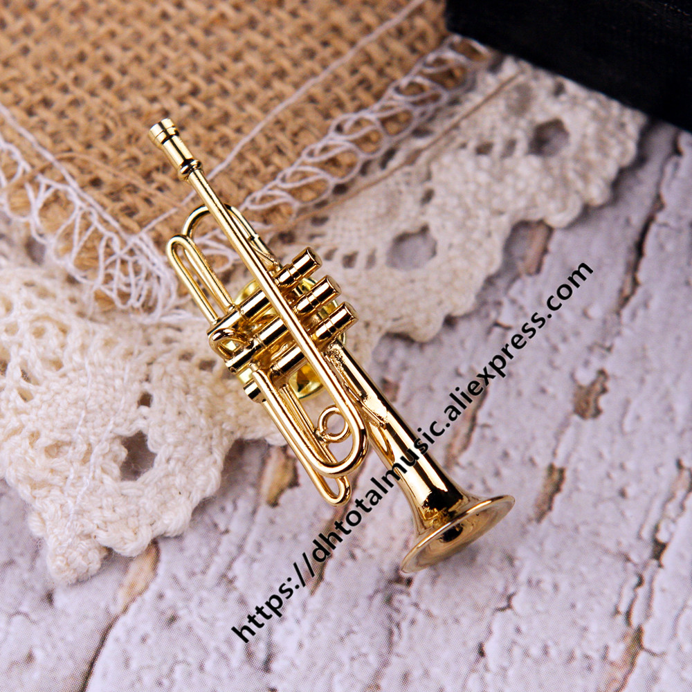Saxophone Shape French Horn Brooch Trumpet Brooch with case Musical Instrument Pin Brooch Christmas Gift Birthday Present