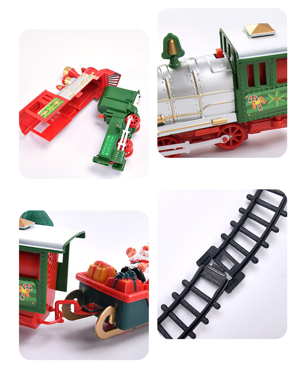 Lights And Sounds Christmas Train Set Railway Tracks Toys Xmas Train Gift Electric Railway Train Set w/ Locomotive Engine Cars