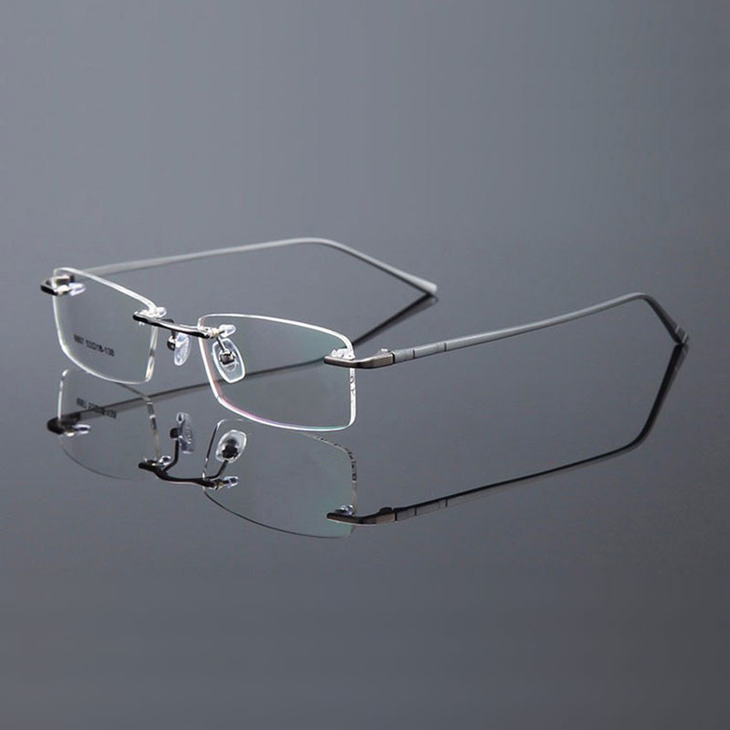 Reven Jate Rimless Eyeglasses Alloy Metal Frame Eye Glasses Optical Spectacles Prescription Eyewear Lenses Shape Customized