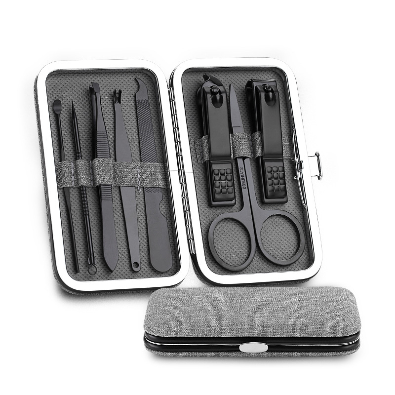 Black Nail Clipper Set Stainless Steel Nail Cutter Suit Pedicure Scissor Tweezer Manicure Set Kit Professional Nail Care Cutter