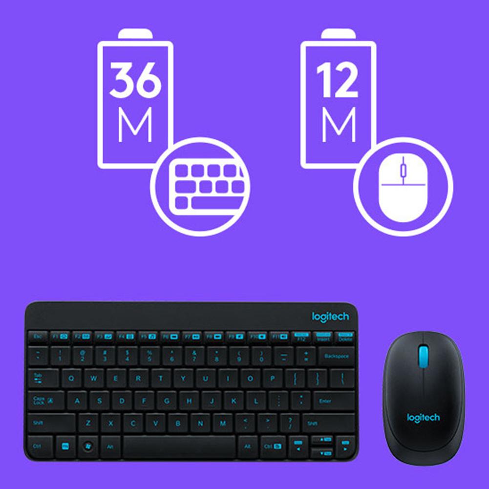 Logitech MK245 USB Nano Wireless Mini Keyboard 1000DPI Ergonomic Mouse Combos Set for Home Office School Notebook Laptop