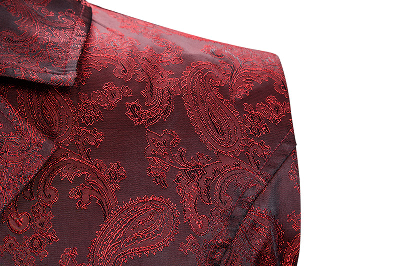 Mens Red Gothic Steampunk Vest Double Breasted Paisley Jacquard Brocade Waistcoat Men Wedding Tuxedo Vests Male Chaleco Hombre