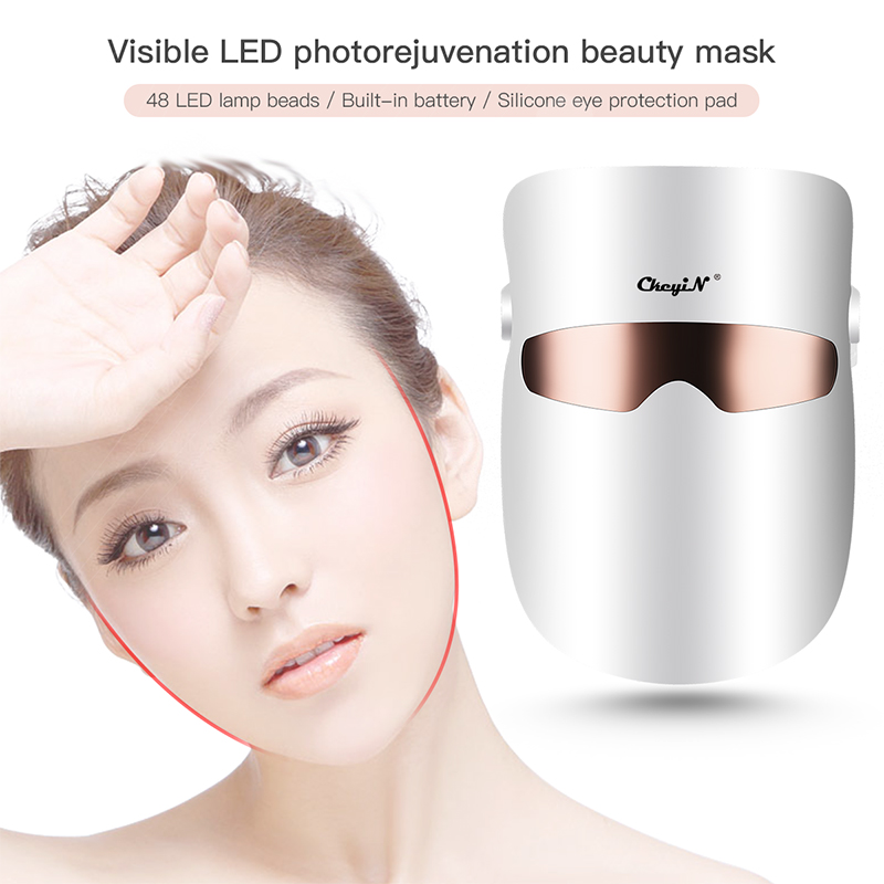 Beauty Photon LED Facial Mask with Neck LED Therapy 3 Colors Light Skin Care Rejuvenation Wrinkle Acne Removal Face Beauty Spa