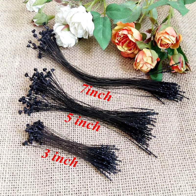 1000pcs/lot 3 inch 5 inch 7 inch Black Plastic Label Seal/string seal for Garment Plastic Tag Fastener PP rope Tag Ties