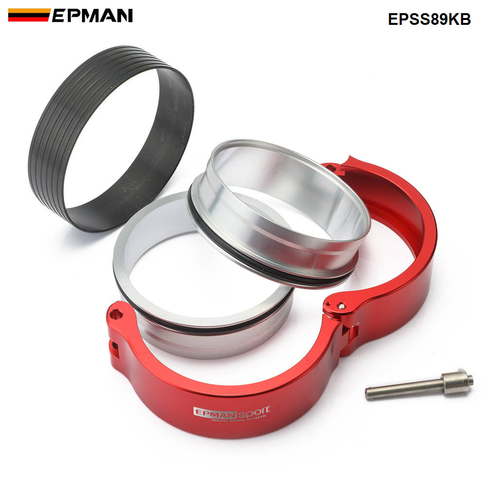 EPMAN HD Exhaust V-band Clamp w Flange System Assembly For 3.5" 89mm Radiator Hose Intake Turbocharger Pipe EPSS89KB