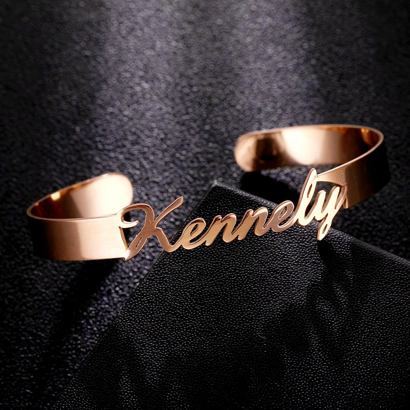 Customized Name Bracelet Bangle Jewelry Set Gold Silver Color Stainless Steel Bracelets for Women Men Personalized Charm Bangles