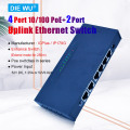 TXE093 POE Switch 52V/65W 4Port 10/100 PoE+2Port Uplink Ethernet Switch Iron Shell Network Switch for IP camera/Wireless AP/CCTV