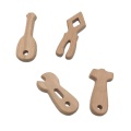 OOTDTY 4PCS/SET Baby Wood Teether Tools Shape Safe Teething Nursing Natural Wooden Toy Organic DIY Pendant Gift Infant Oral Care