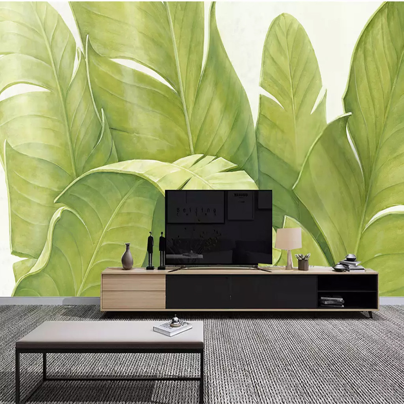 Custom Wall Cloth 3D Nordic Simple Small Fresh Banana Green Leaves Photo Mural Wallpaper Living Room TV Bedroom Home Decoration