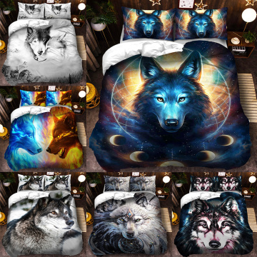 Boy Wolf Comforter Set Man Duvet Cover 3D Cool Printing Bedding Set Pillowcase Single Double Queen King Size 3pc Bed Cover Set