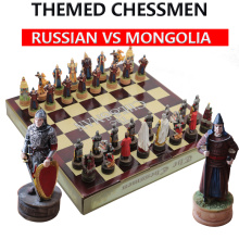 New Arrival Resin Chess Piece Themed Russian VS Mongolia Chess set Board Game Gift for own father and child International Chess
