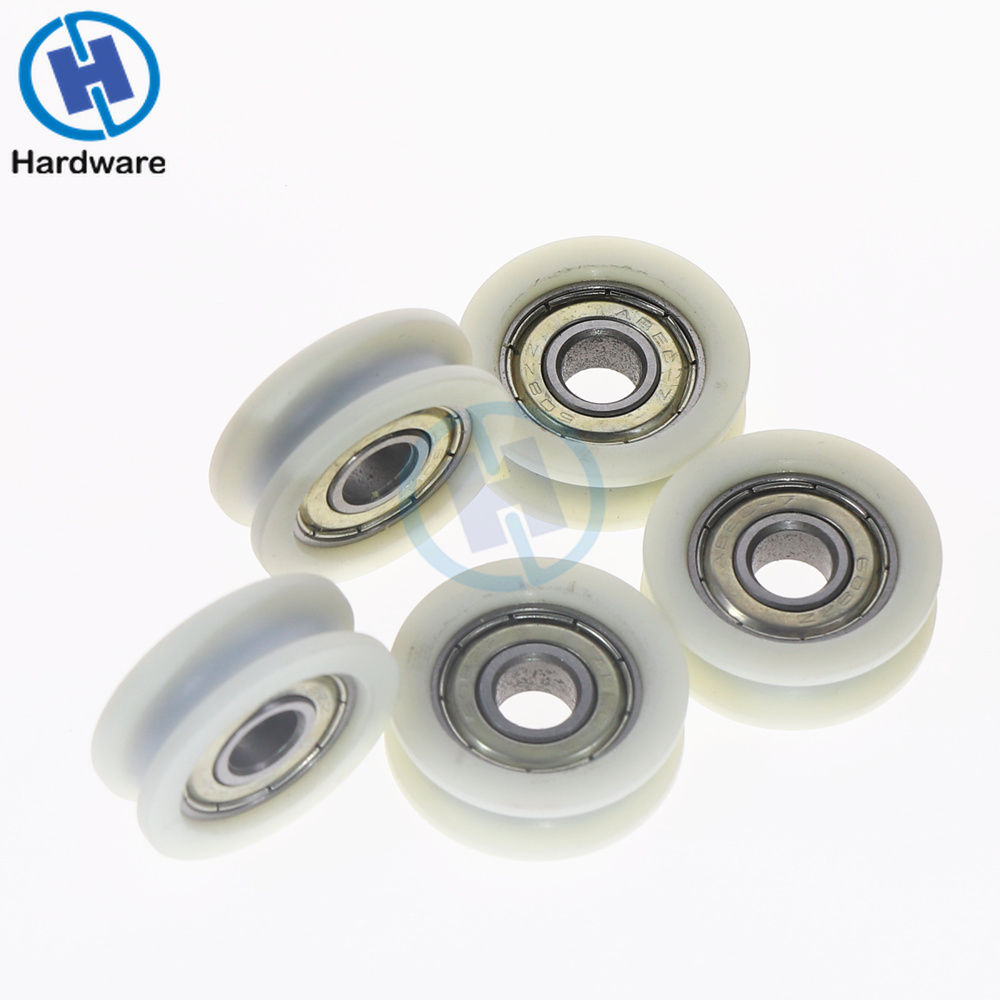 5pcs New U Groove Ball Bearing Nylon Plastic Embedded 608 Guide Pulley 8*30*10mm
