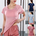 Summer Women Sexy Mesh Sports T Shirts Slim Fitness Running Yoga Short Sleeve Shirt Yoga Top Girls Gym Workout Shirt Sports Wear