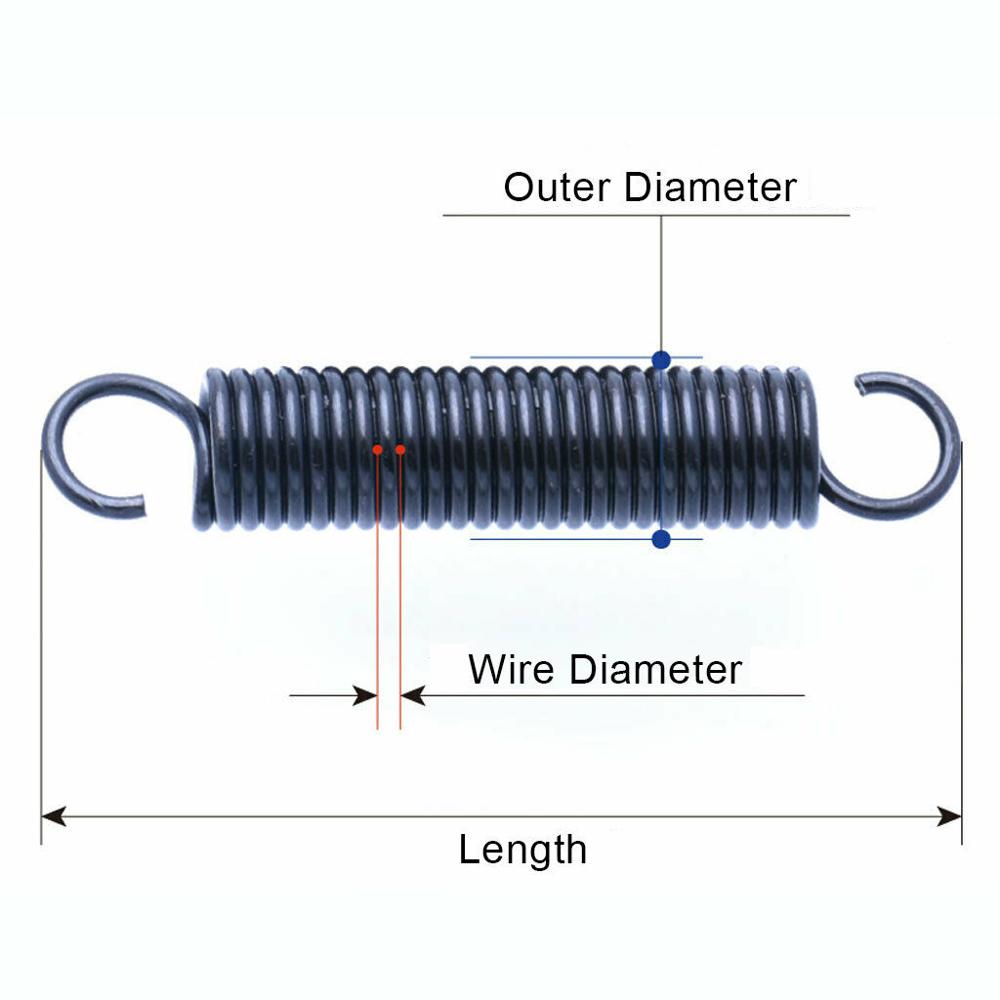 5Pcs Tension Spring With Hooks Small Extension Spring Steel Wire Diameter 1mm Outer Diameter 9mm Length 25-60mm