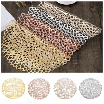38cm Placemat For Dining Table PVC Plastic Hollow Insulation Round Baroque Mediterranean Coaster Pads Table Bowl Mats Home Decor