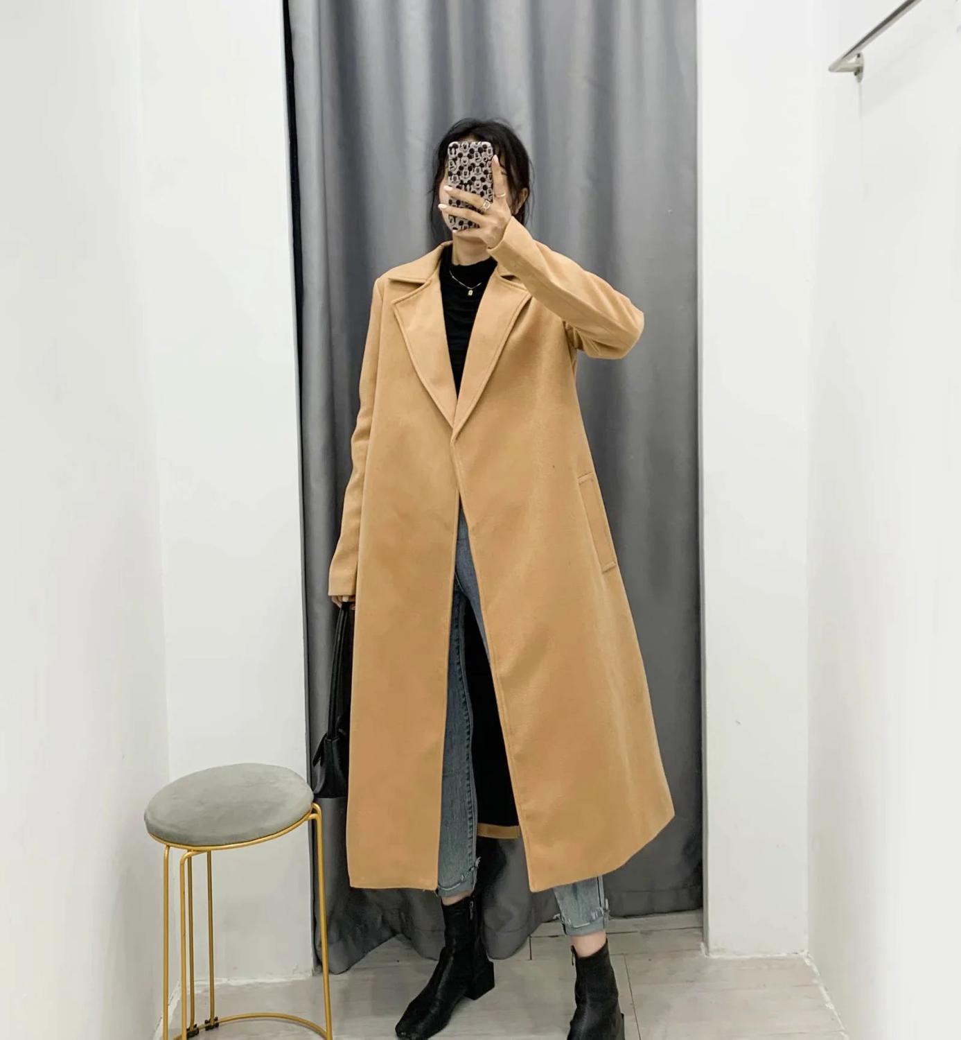 2020 New Autumn Winter Women Long Coat Belted Casual Fashion Elegant Warm windbreaker Outerwear Trench parka female