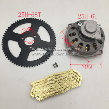 Mini Moto 47cc 49cc Drive System 25H OR T8F Chain with Gear Box And Rear Sprocket Fit Mini Moto Pocket Bike