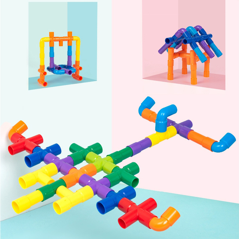 50/80/110Pcs DIY Water Pipe Building Blocks Toys For Children Pipeline Tunnel Construction Tube Assembling Block Model Boys Toy