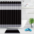 Funny LB Modern Simple Black Grey White stripe Shower Curtain 12 Hooks Sets Kids Bathroom mat Waterproof Polyester Cloth Fabric