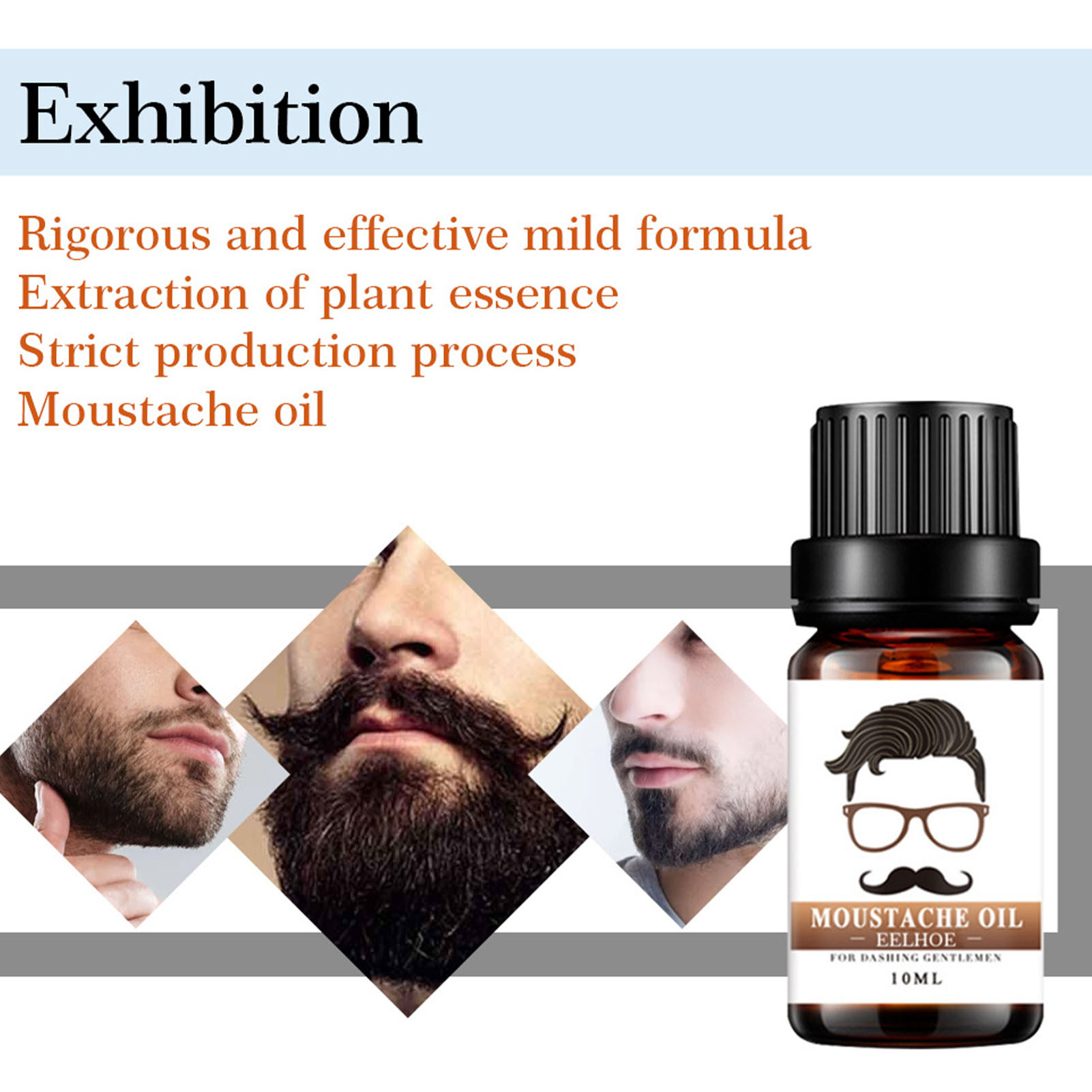 10ml Men Beard Growth Oil Kit Soften Hair Growth Nourishing Enhancer Beard Styling Mustache Oil Leave-In Conditioner Beard Care