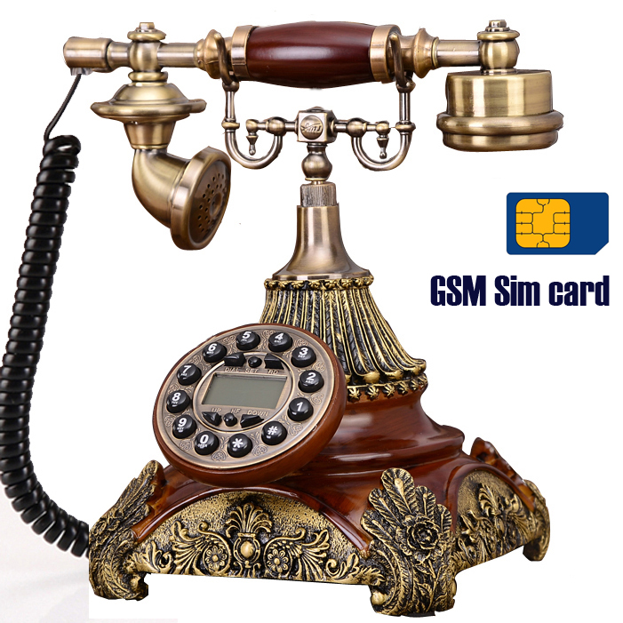 Wireless phone support GSM 900/1800MHz SIM Card retro Fixed Phone cordless Phone Fixed Telephone home office house made resin