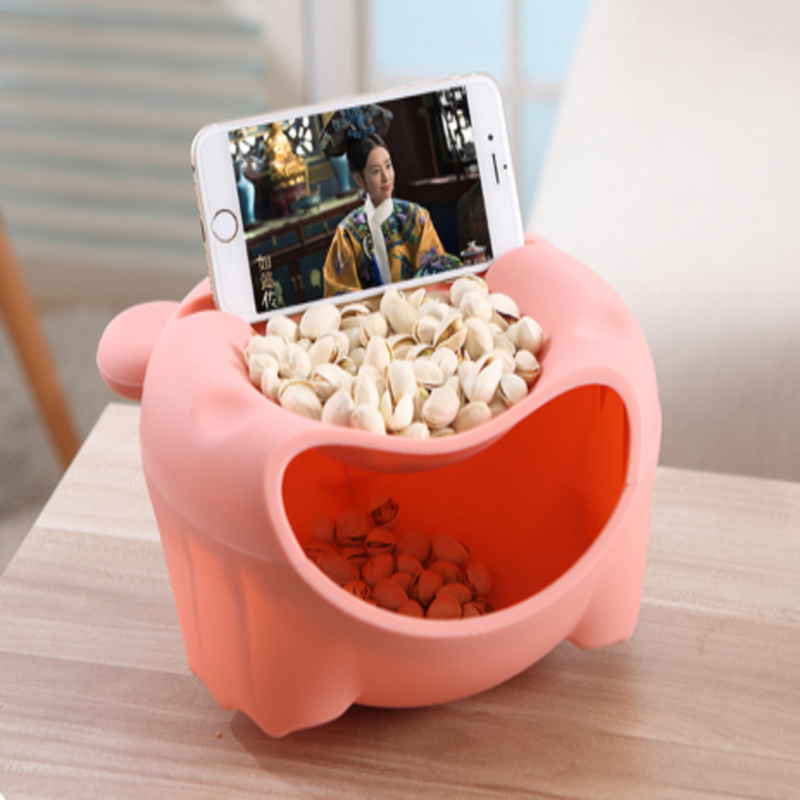 Creative Fruit Bowl Hemispherical Desktop Plastic Trash Can Double-layer Melon nut Tray Storage box