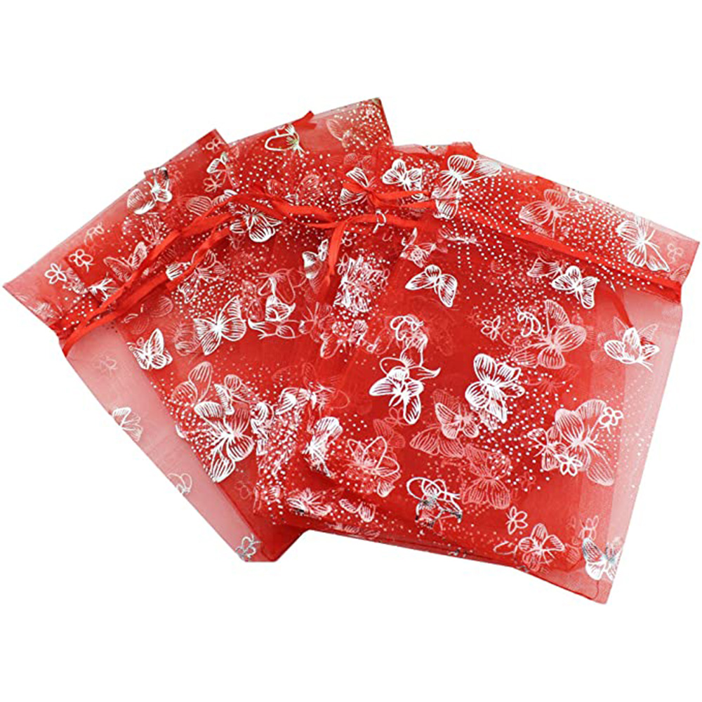 New 100 Pcs 10x12cm Butterfly Organza Bag Drawable Jewelry Bag Favor Gift Bag Candy Pouche Promotion Bag Cosmetic Bag
