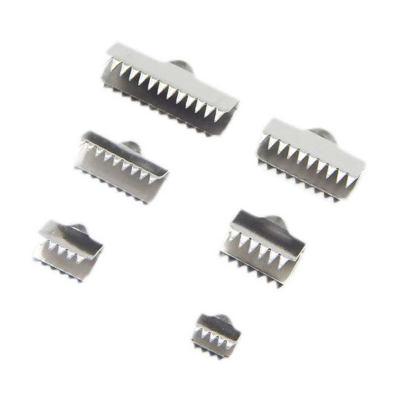 50pcs Stainless Steel Fastener Clasps Flat Rope Crimping Connector For Diy Jewelry Making Cord End Cap Clip Accessories Supplier