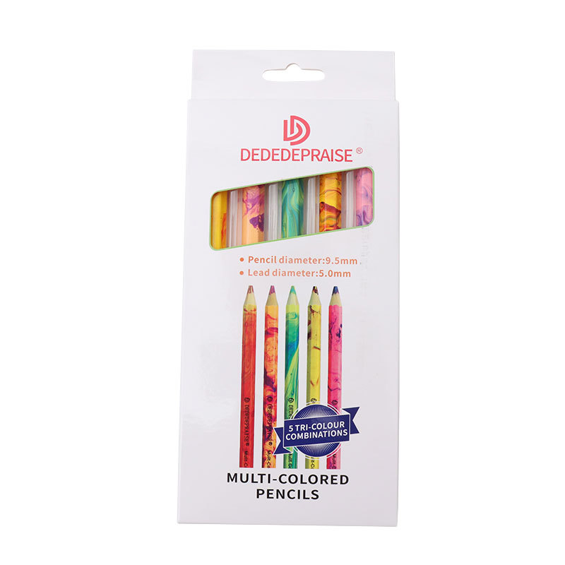 Free Shipping Gradient Color Rainbow Pencils One Pencil Multi-color Creative Graffiti DIY Supplies Kids Friends Gift