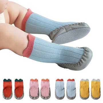 Newborn First Walker Socks Shoes For Baby Anti-slip Toddler Slippers Crawling Floor Shoes Winter 2 In1 Warm Cotton Infant Traine