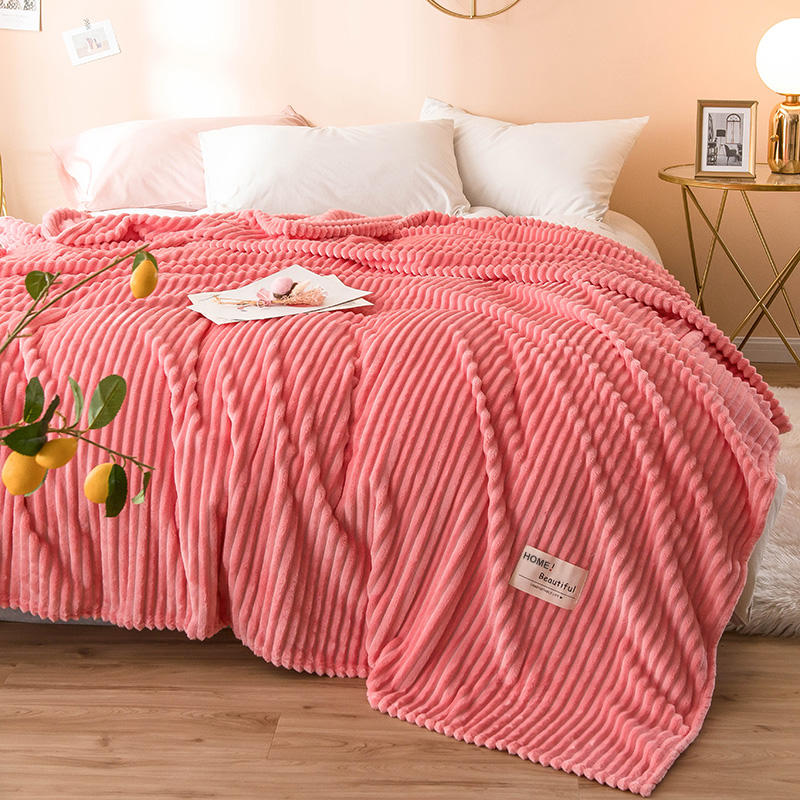 Watermelon Red Color Blankets for Beds Single Queen Flannel Coral Fleece Blanket On the Bed Soft Warm Thickness Bedspread