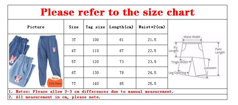 2020 Spring Kids Jeans Girls Solid Jeans for Girls Fashion Cartoon Minnie Girls Jeans Pants Autumn Casual Girls Clothes 3-7Years