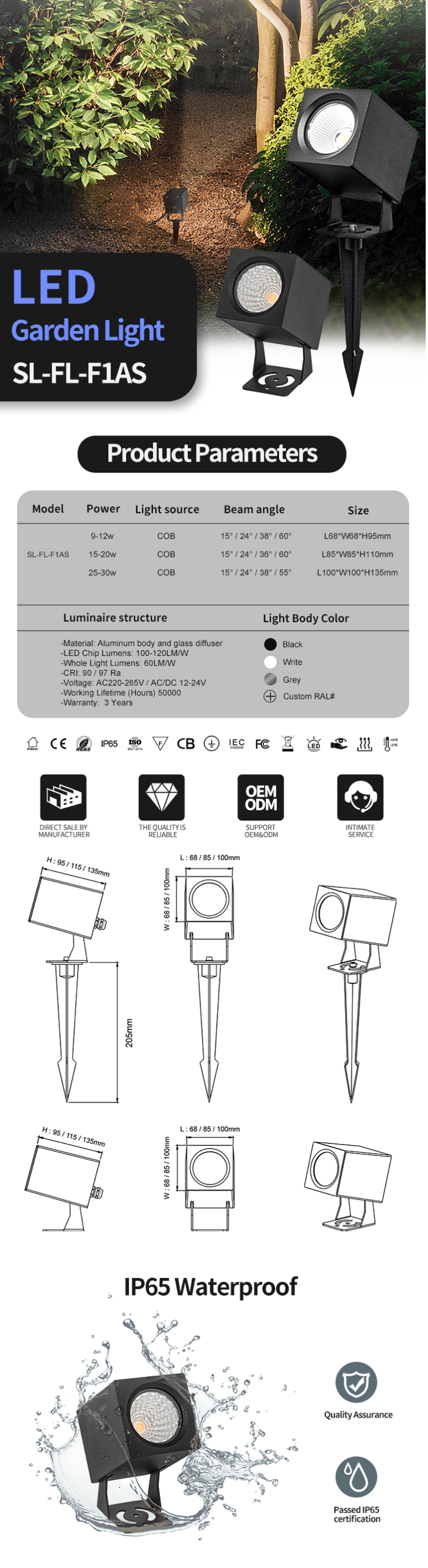 square led spike light