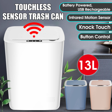 13L Automatic Touchless Intelligent Induction Motion Sensor Kitchen Trash Can Battery/ USB Rechatgeable Smart Waste Garbage Bin