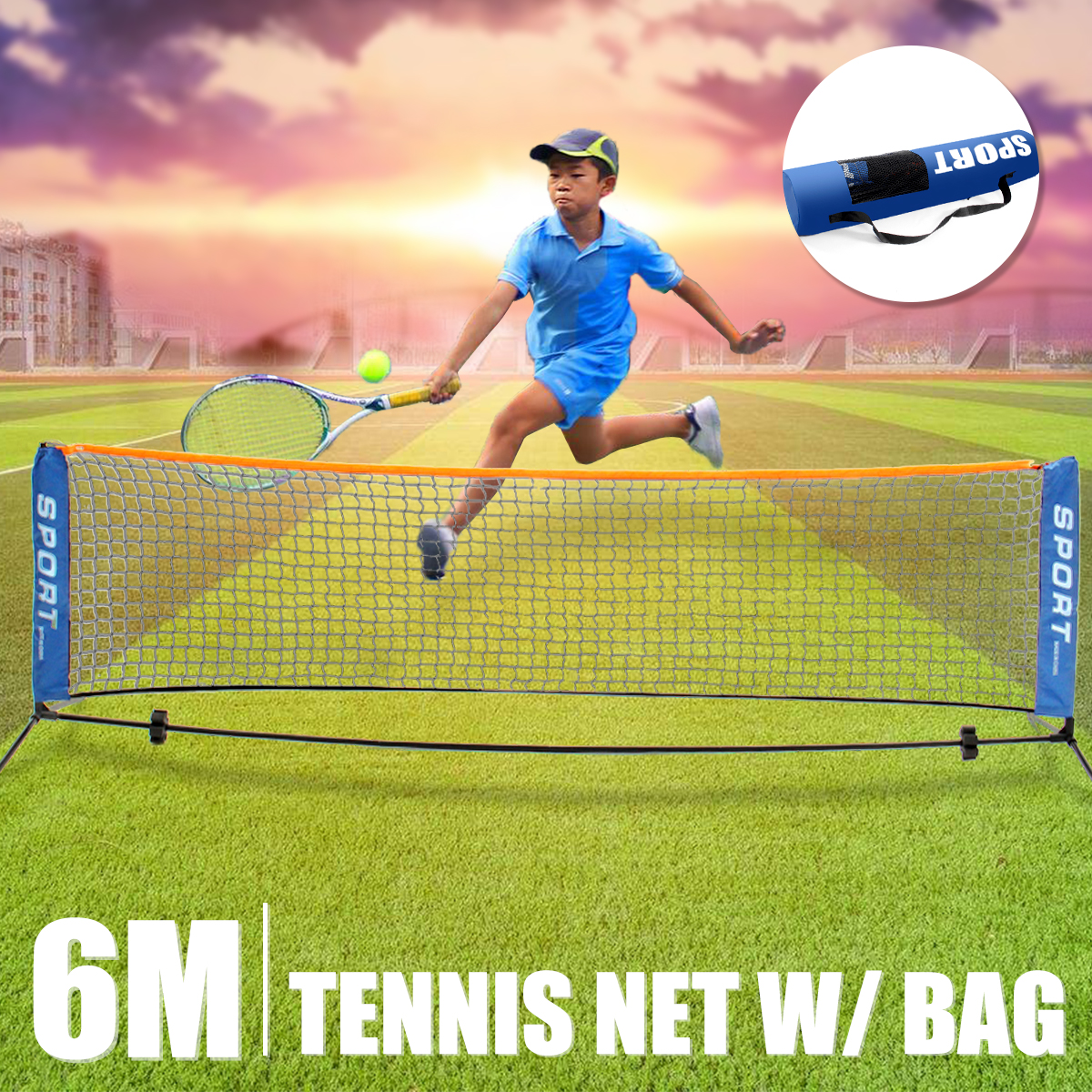 1 x Foldable Mini Tennis Net Outdoor Indoor Sports Portable Tennis Net 3 Meters 6 Meters Available Steel Tube + Wrought Iron