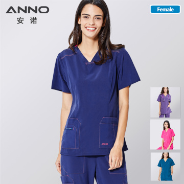 ANNO Non-stick Hair Scrubs Set Elasticity Nurse Uniform Slim fit Nursing Dress Pet Hospital Staff Cloths Veterinary Work Wear